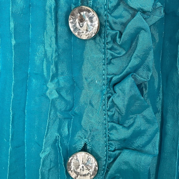 ⭐️HP⭐️ Carrie Allen women’s teal/dark aqua crinkle blouse Size M - Picture 3 of 5